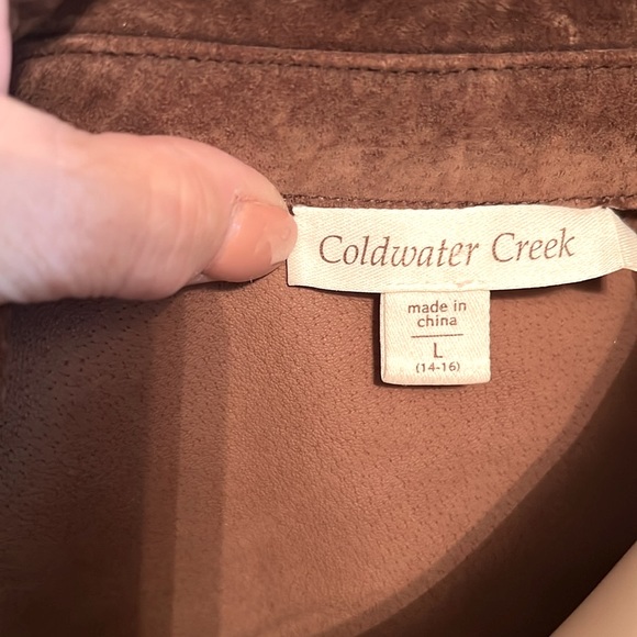 Coldwater Creek EUC Size L Brown Leather Suede Jacket Coat (0233) - Picture 8 of 9